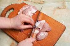 Cutting Meat, Bald-rib. Royalty Free Stock Photo