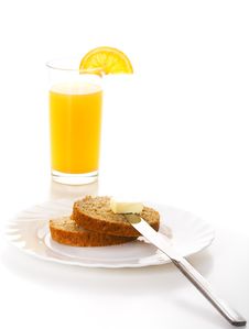 Breakfast With Orange Juice Stock Photos