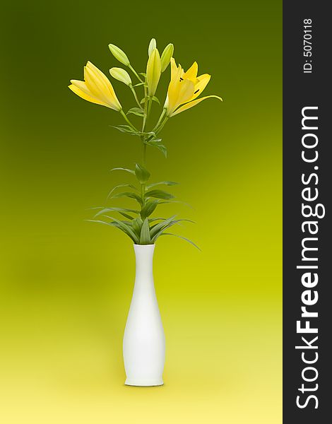 Bouquet of yellow lily - delight for woman. Bouquet of yellow lily - delight for woman