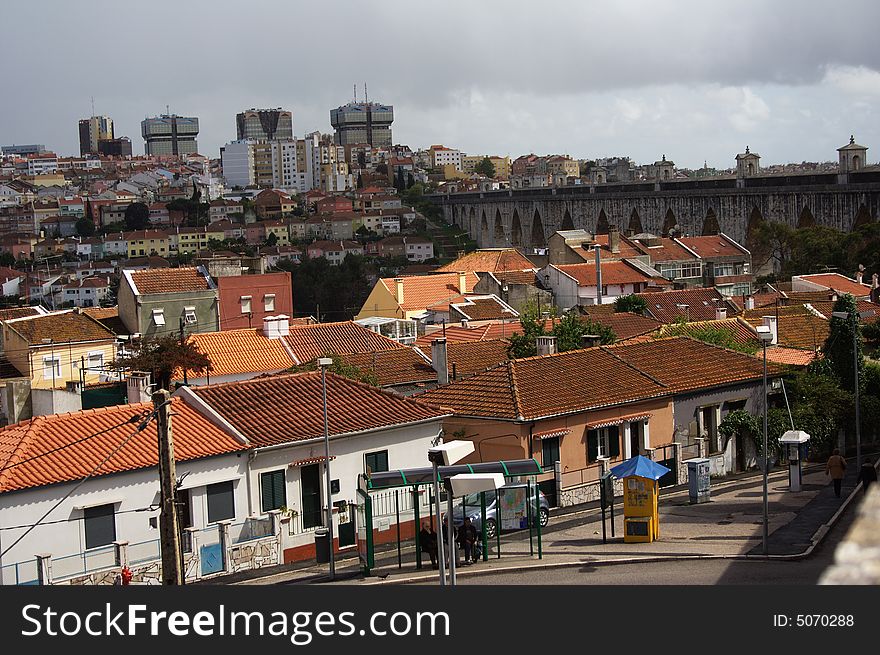 A city suburb scene in Lisbon, Portugal