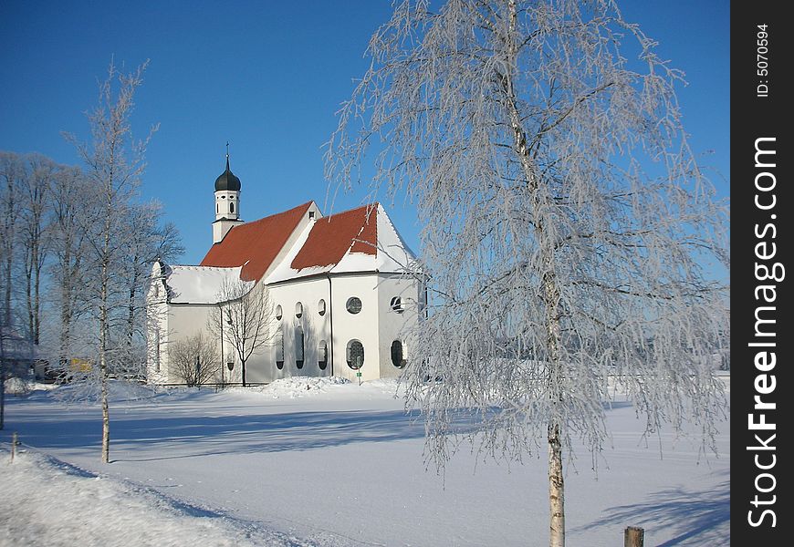 Church In Winter In Germany