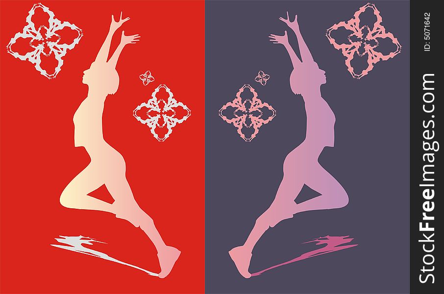 Some  silhouettes of girls of gymnasts. Some  silhouettes of girls of gymnasts.