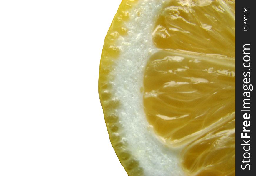 Half of lemon in white background