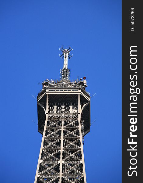 Detail Top Of Eiffel Tower Of Paris