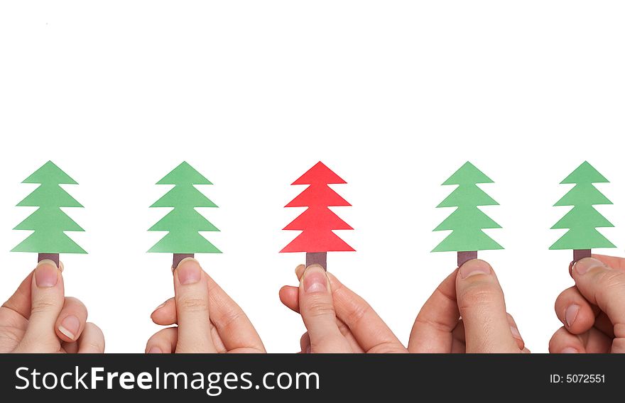 Christmas trees isolated over white