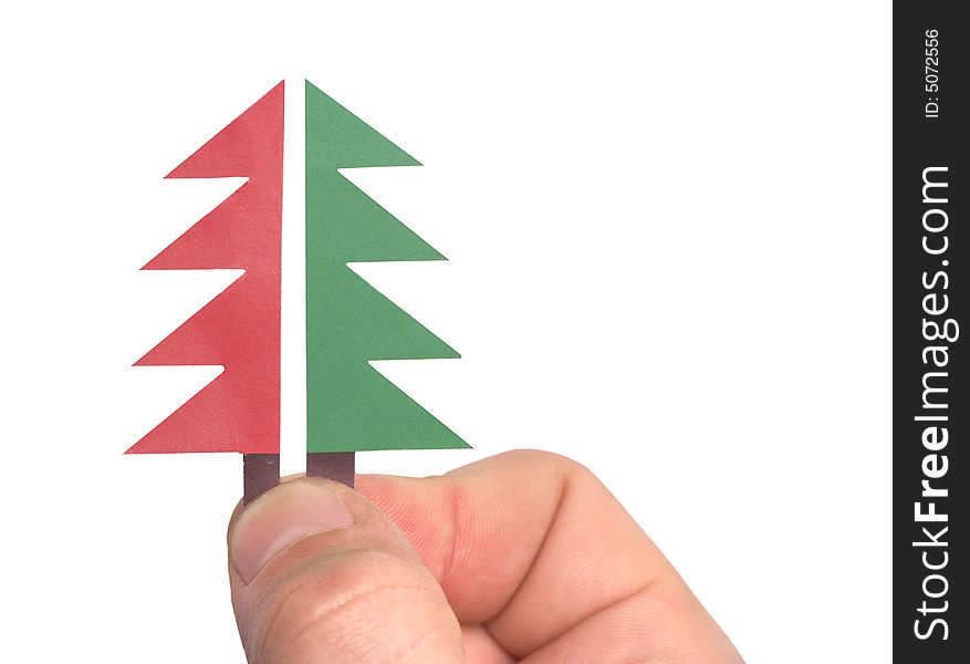 Connecting Christmas tree isolated over white
