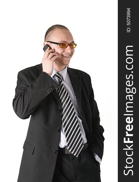 Smiling Businessman Calling On Phone