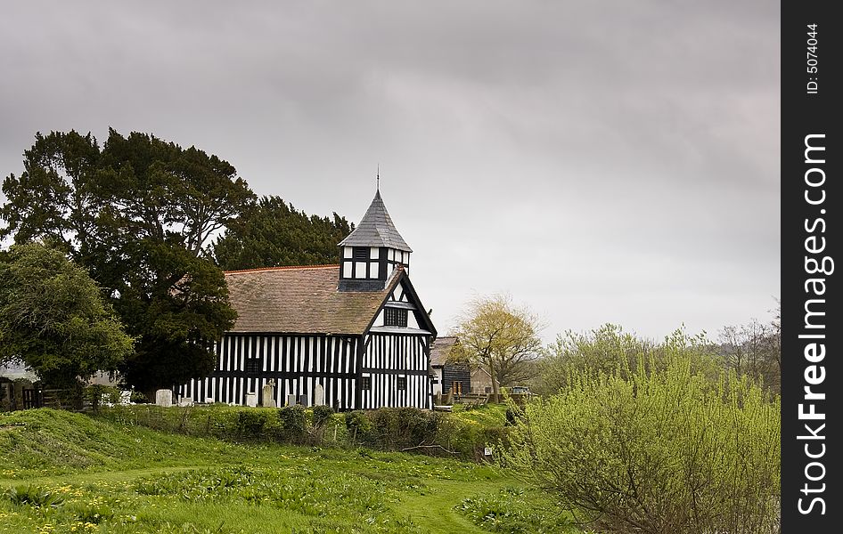 Melverley Church on stormy day