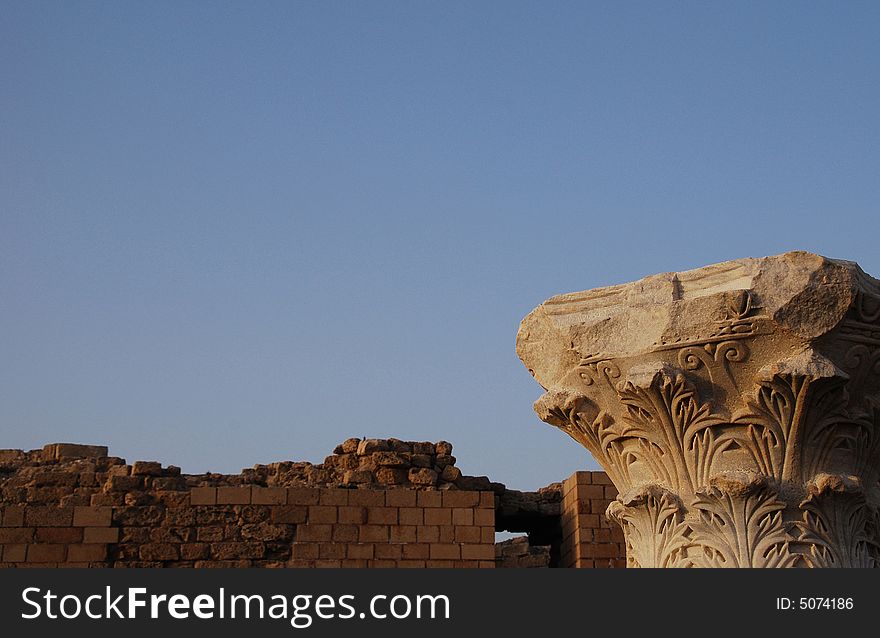 Ruins of an ancient Caesaria, city - a residence of Pontius Pilate, the procurator of Judea. Ruins of an ancient Caesaria, city - a residence of Pontius Pilate, the procurator of Judea