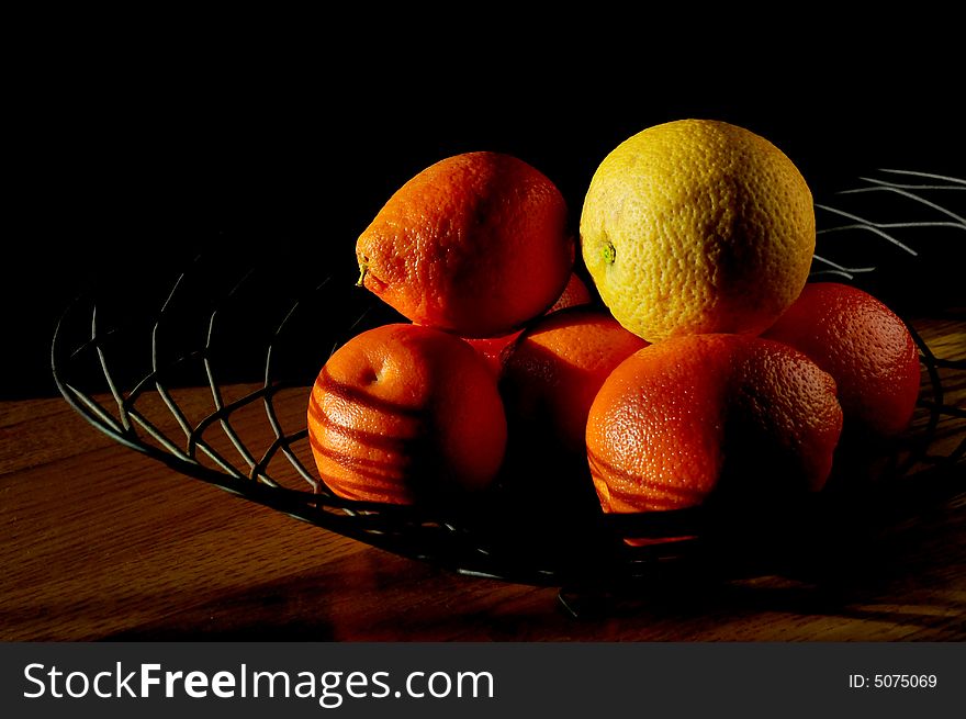 A beautiful Still life assortment of Oranges and lemon