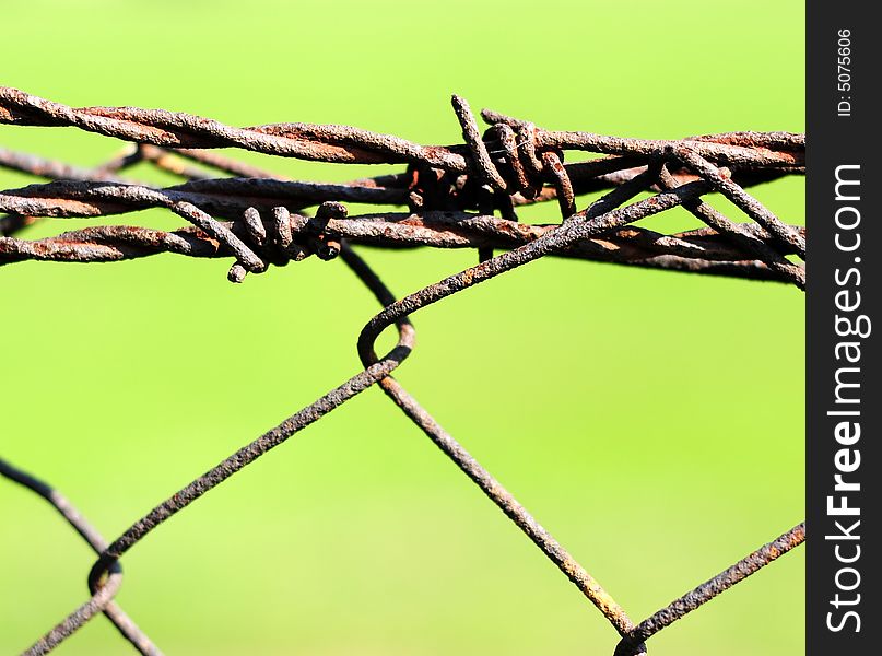 Chain link fence macro in sunlight