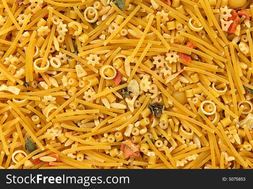 Mixed noodles background. Abstract food textures.