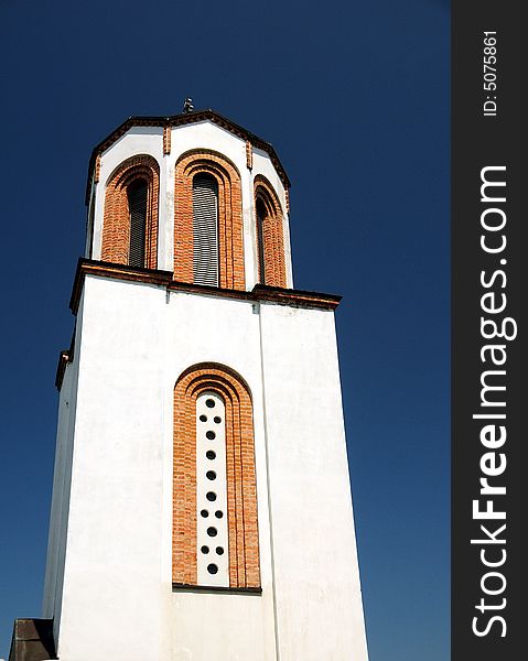 A view with an old Bell Tower in Serbia