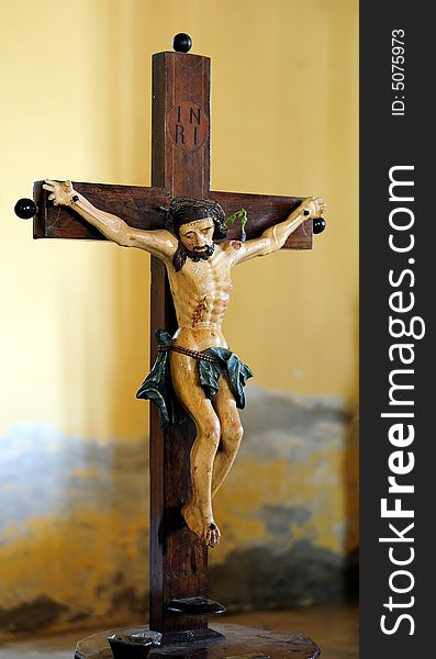 Realistic statue of Christ on the cross. Realistic statue of Christ on the cross