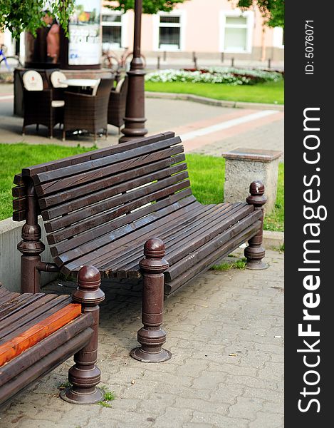 Benches in a city park