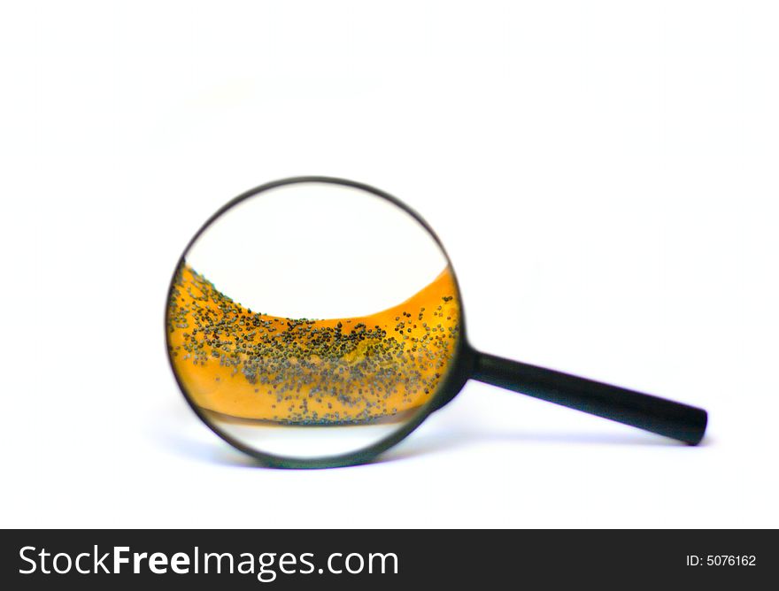 Looking glass and cookies with shadow isolated on white