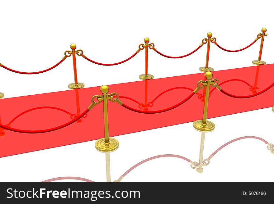 Red carpet isolated in white background