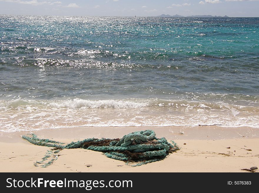 Ships rope on a beach. Ships rope on a beach