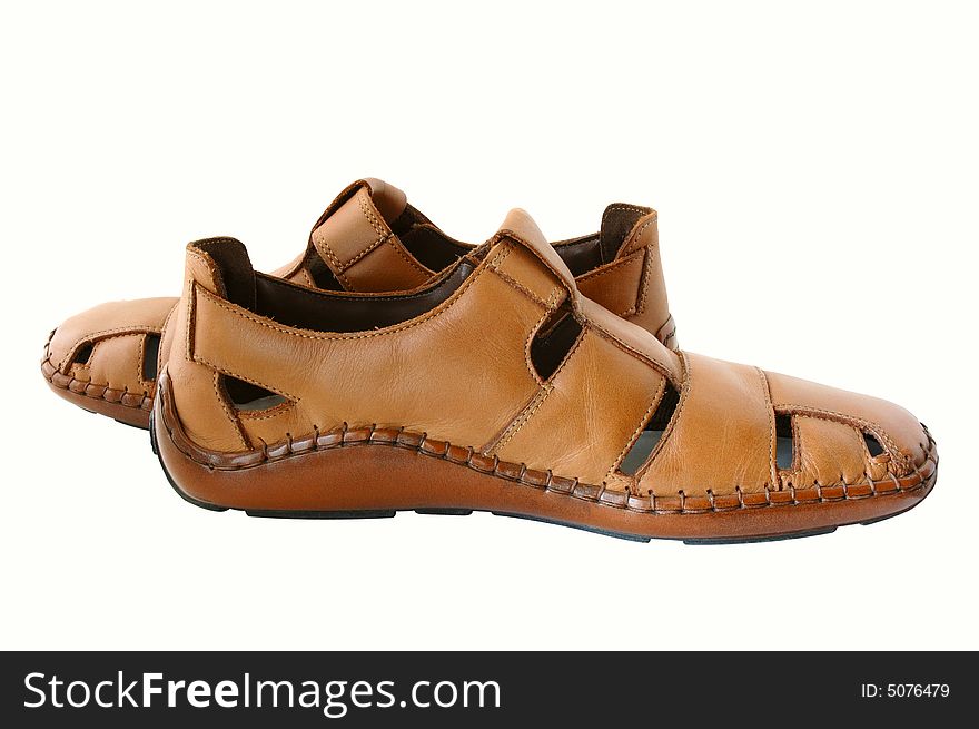 Man s  leather brown shoes.