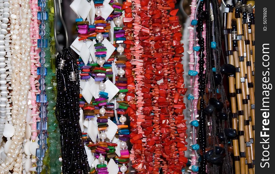 Colorful Necklaces in Acapulco market store