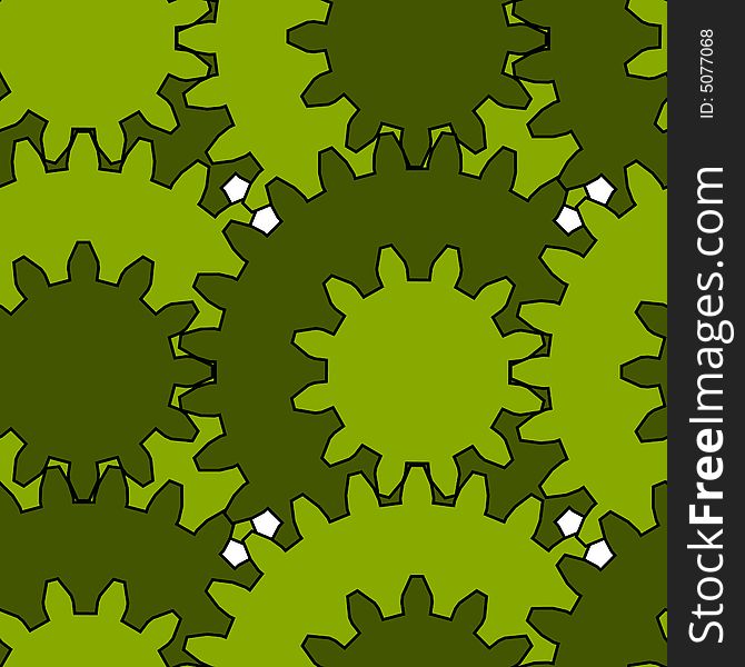 Seamless green gear and pinion meshing pattern. Seamless green gear and pinion meshing pattern