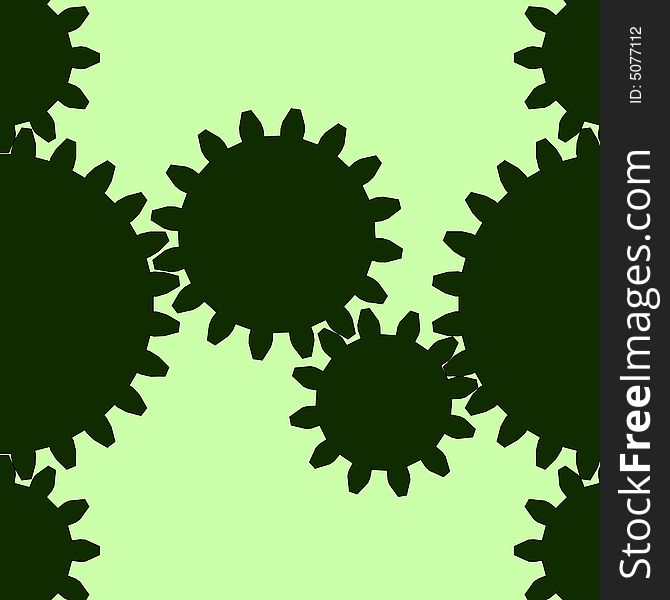 Seamless green gear  and pinion meshing pattern. Seamless green gear  and pinion meshing pattern