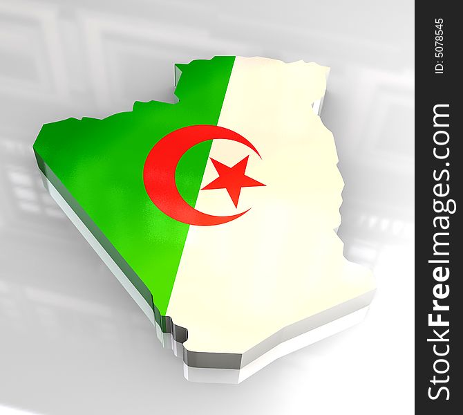 3d flag map of algeria