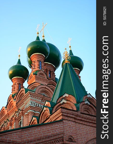 Orthodox temple with green domes