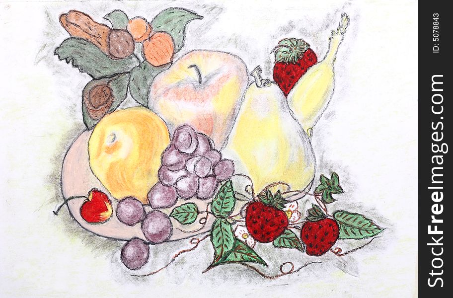 Illustration of fruits Hand-drawn - I am the creator of the paint