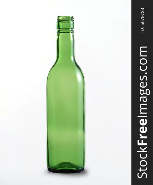 Isolated Naked green bottle ,Clipping path included.