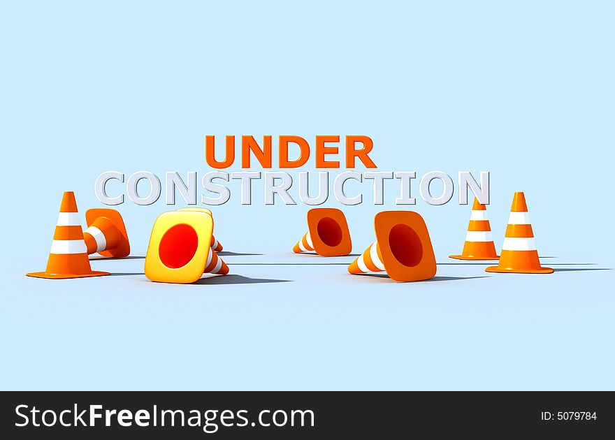 Under costruzioni logo - 3d rendering