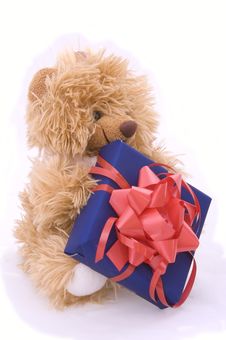 Teddy Bear With Gift Box Royalty Free Stock Images