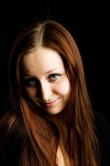 Close-up Of Woman`s Face With Long Hairs Royalty Free Stock Image