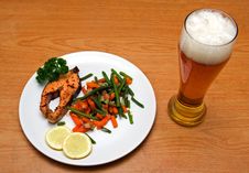 Light Beer And Salmon Stock Photo Light Beer And Salmon Stock Photo