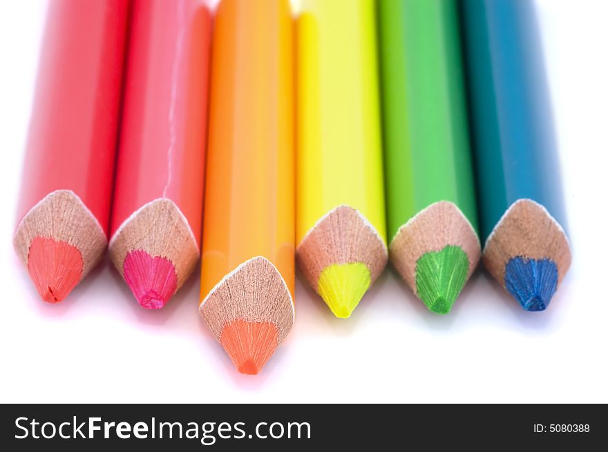 Colour Pencils On White Background