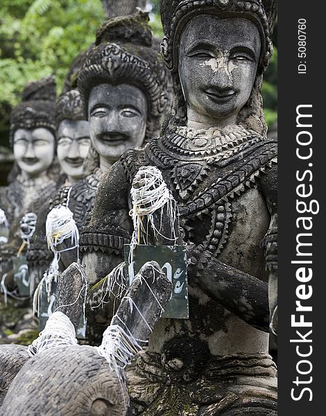 Buddha figurines made of stone, Thailand, Buddha Park near Nong Khai