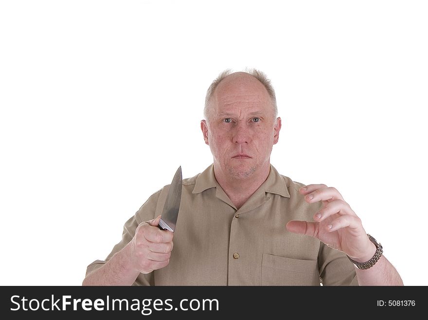 Man With Knive Ready For Attack