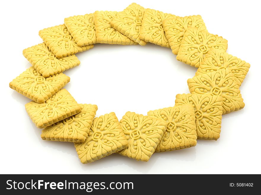 Biscuits round frame, isolated