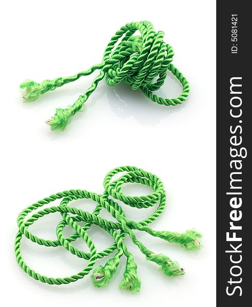 Green twisted ropes, isolated