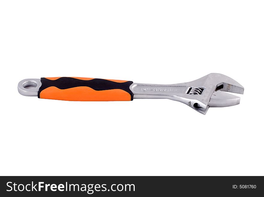 An adjustable wrench isolated on a white background. An adjustable wrench isolated on a white background