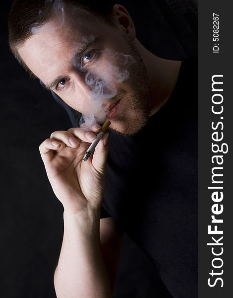 Man smoking a cigarette