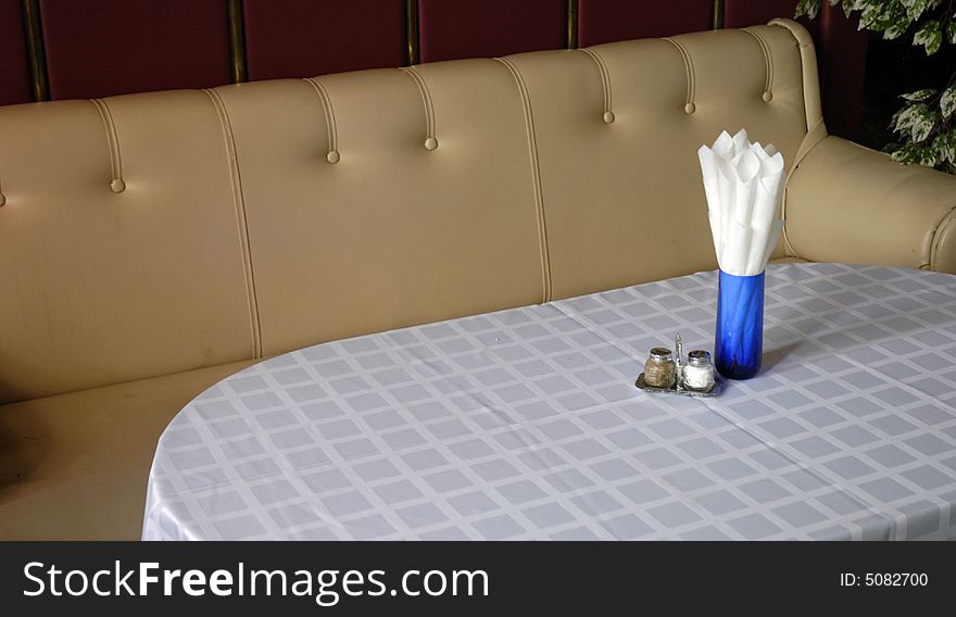 Table and divan at the restaurant