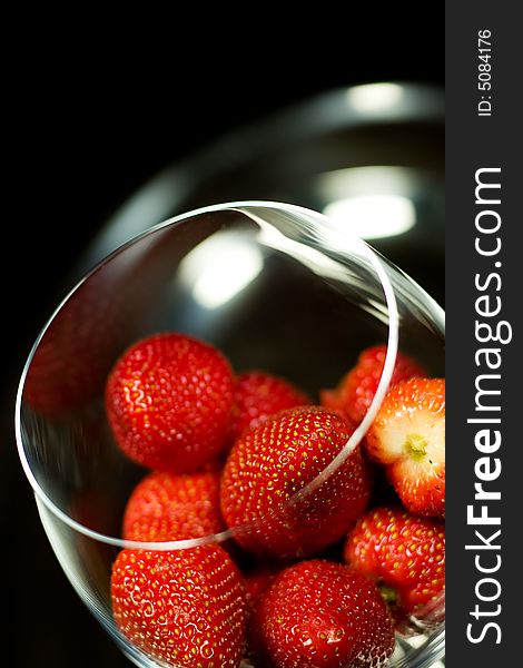 Strawberry in glass bowl