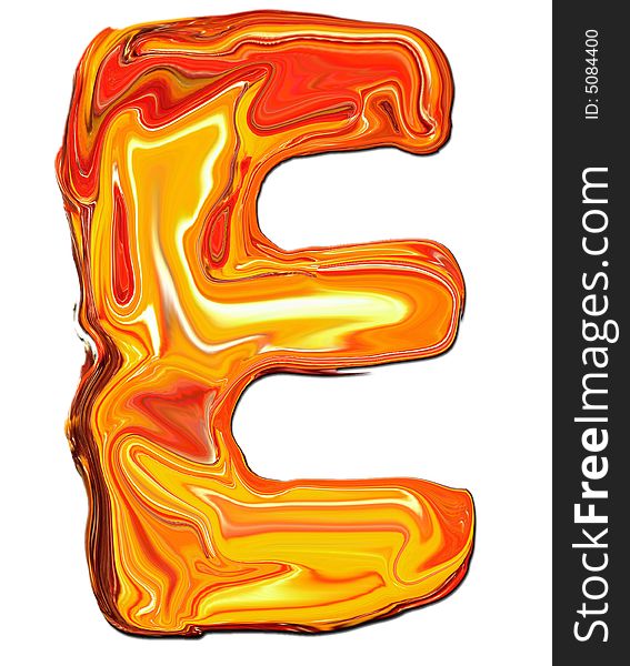 Illustration of isolated Alphabet E in molten colours on white Background