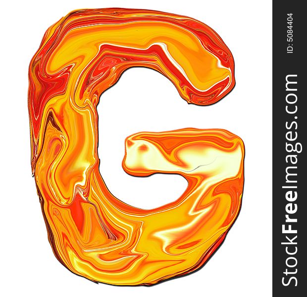 Illustration of isolated Alphabet G in molten colours on white Background