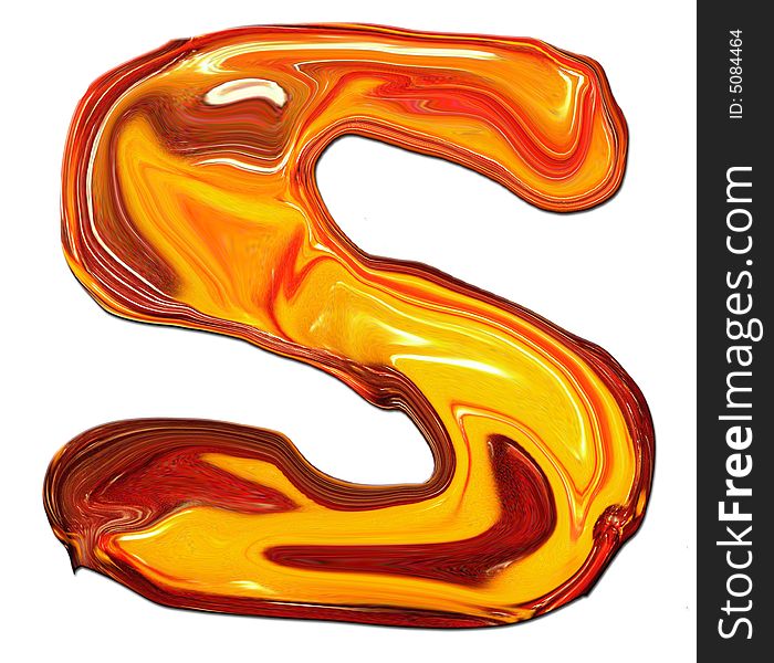 Illustration of isolated Alphabet S in molten colours on white Background