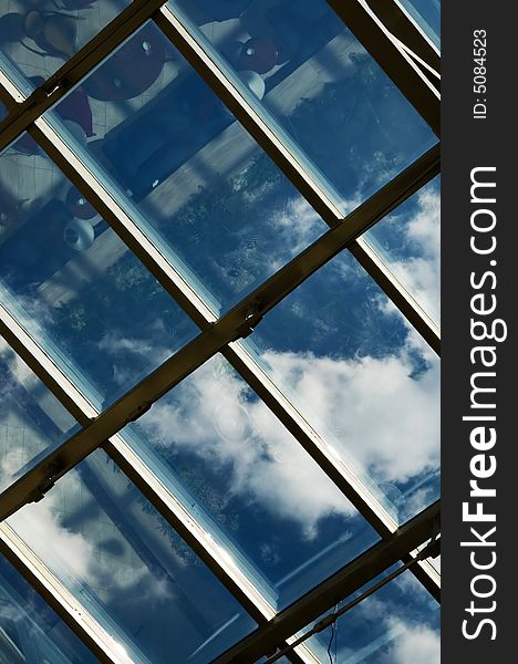 Transparent ceiling of an  modern office building. Transparent ceiling of an  modern office building