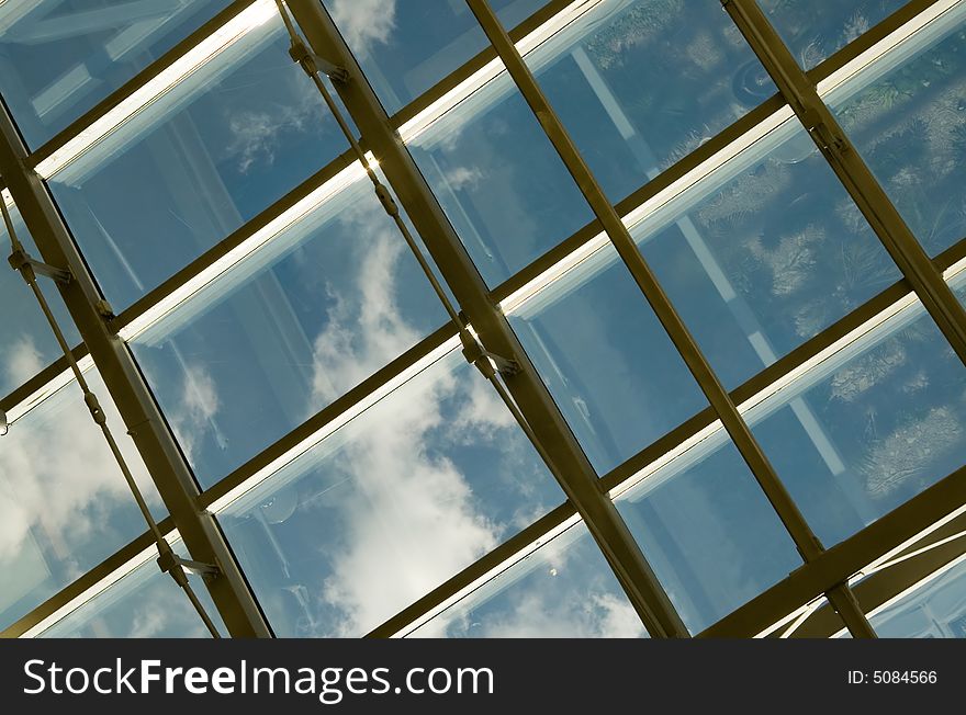 Transparent ceiling of an modern office building. Transparent ceiling of an modern office building