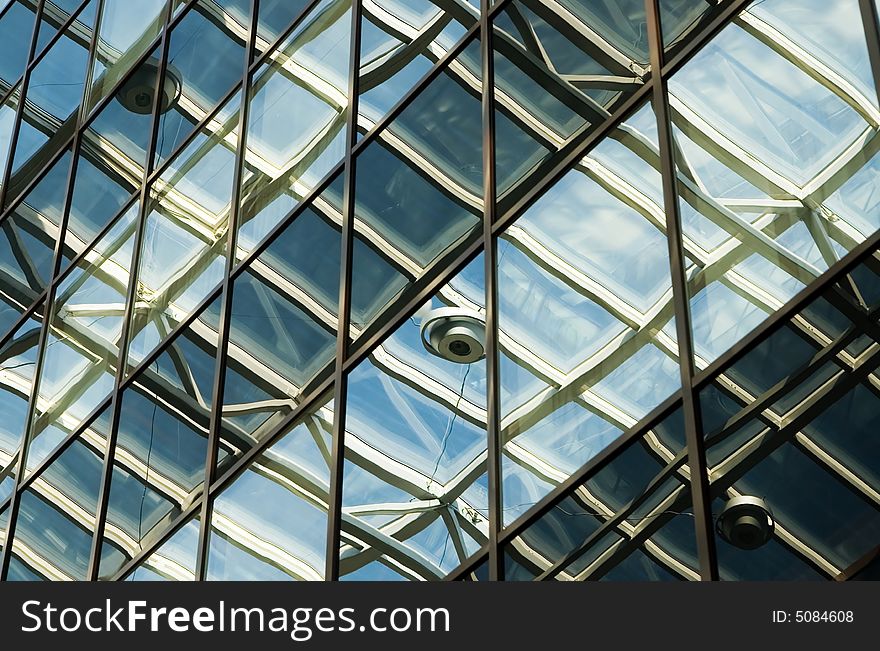 Transparent ceiling of an  modern office building. Transparent ceiling of an  modern office building