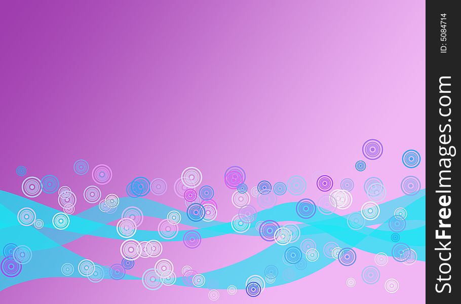 Trendy Circles Flow with the Current of a Blue Stream in an Abstract Illustration. Trendy Circles Flow with the Current of a Blue Stream in an Abstract Illustration.